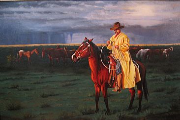 Ominous Dawn - Western-Cowboy by Bill Scheidt